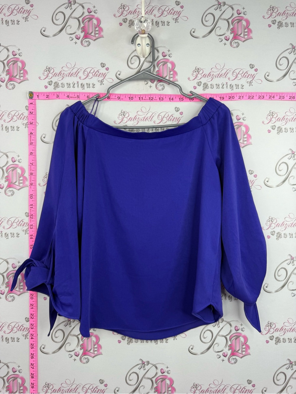 Design Lab Lord & Taylor Off-Shoulder Royal Purple Blouse